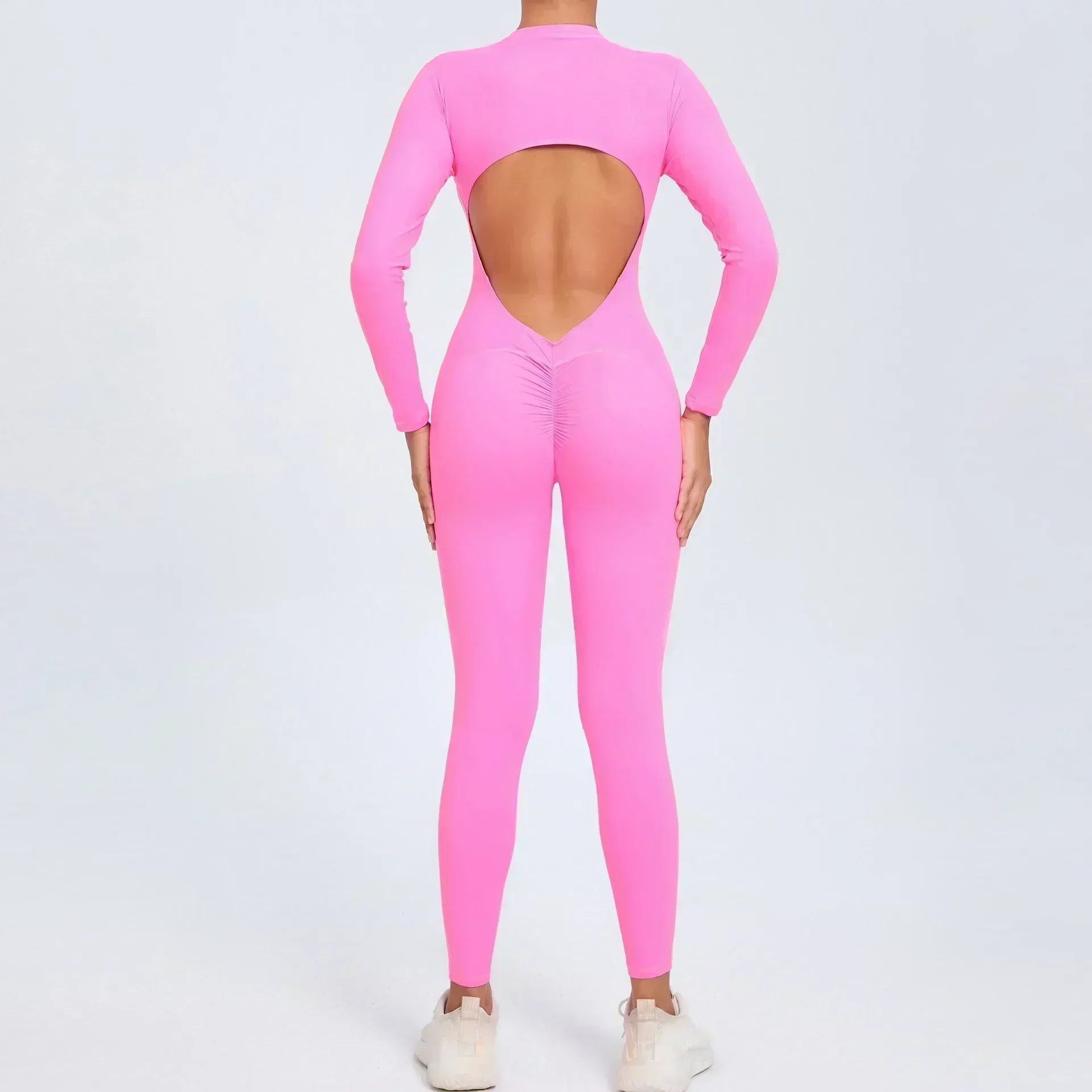 Seamless Yoga Zipper Jumpsuits Sports Fitness Beauty Back Hip-Lifting Long-Sleeved One-Piece Workout Gym Tracksuits for Women