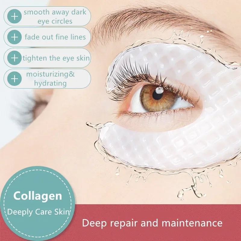 Collagen Eye Mask Wrinkle Remove Eyes Patches Firming Lifting Fade Fine Lines Hyaluronic Acid Moisturizing Smooth Eye Skin Care