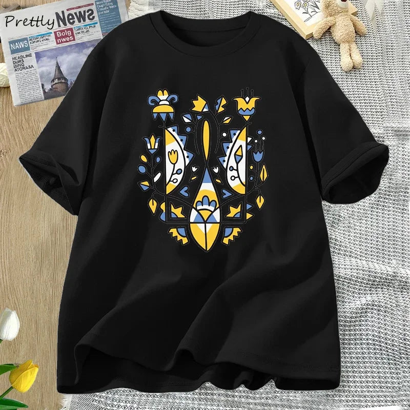 Ukrainian Trident T-shirt Women Men Cotton Ukraine T-Shirt Unisex Ukraine Graphic T Shirts Oversized Woman Clothing