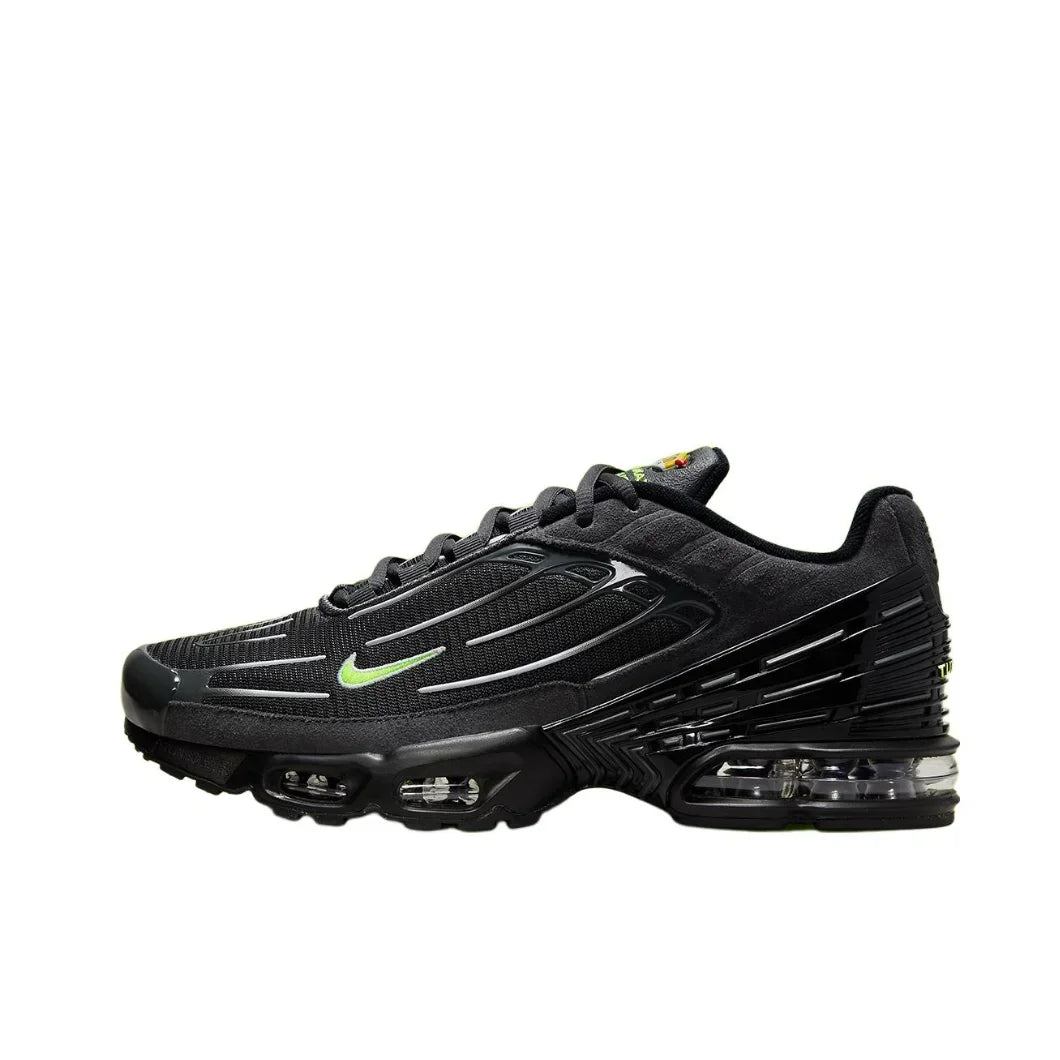 Nike Air Max Plus 3 Low Top Casual Running Shoes Comfortable Hundred Slip Resistant Sneakers Mens Black Grey Colorway