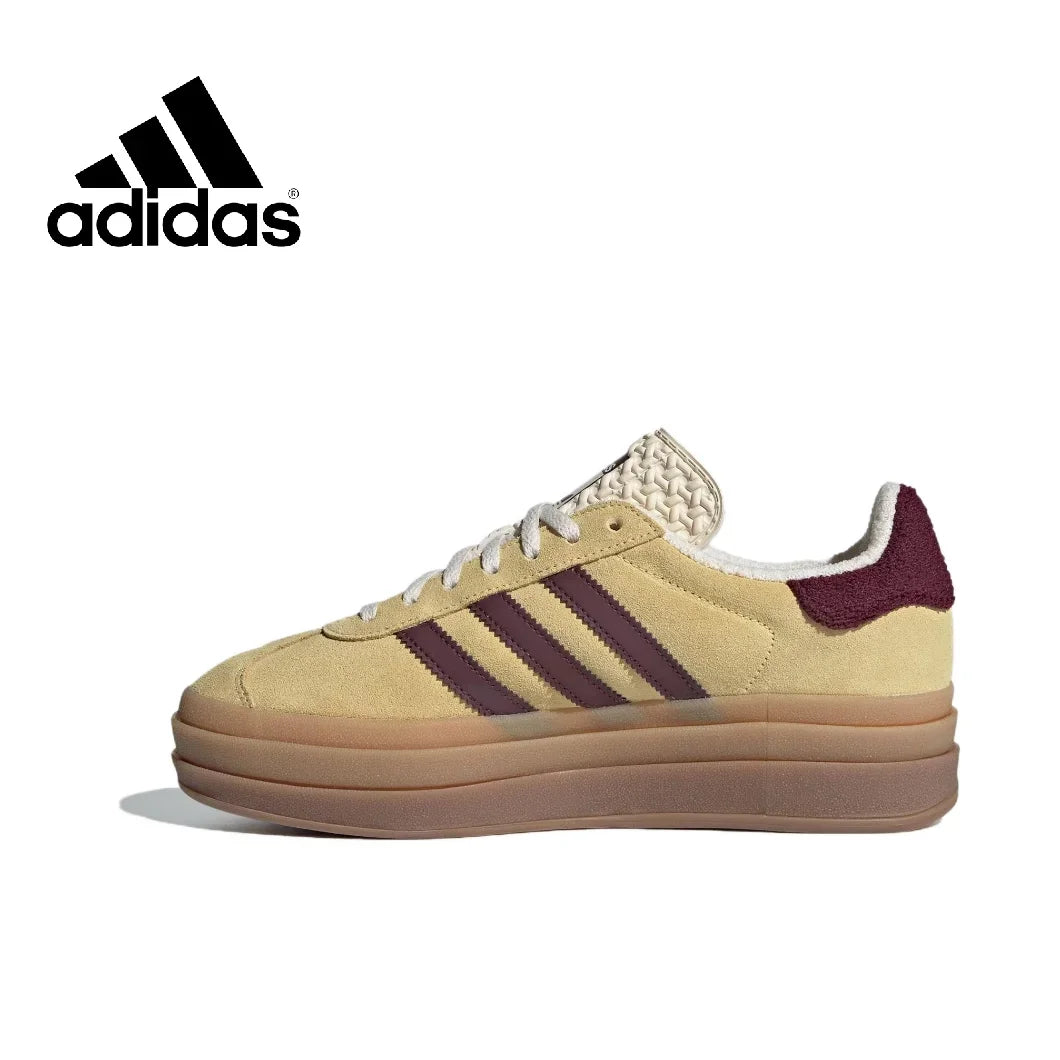 Adidas GAZELLE BOLD Thick Sole Heightened Women's Board Shoes Casual Sport Skateboarding Shoes comfortable Sneakers brownish