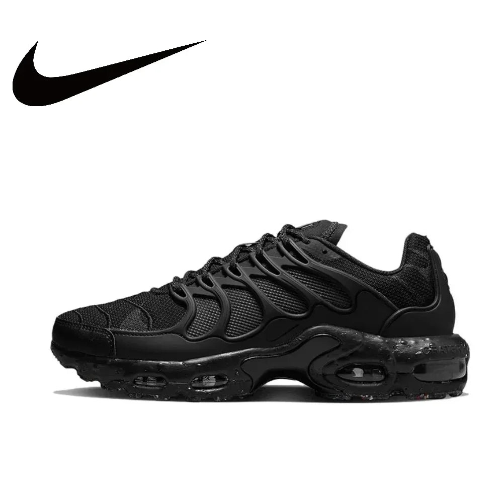 Nike Original Air Max Plus Low Men's Casual Running Shoes Retro Comfort Shock Absorption Sneakers Black