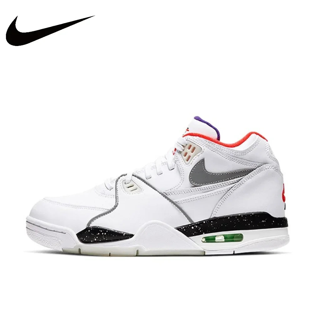 Nike New Listing Air Flight 89 Men's Mid Top Retro Basketball Shoes White Green Yellow Colorway