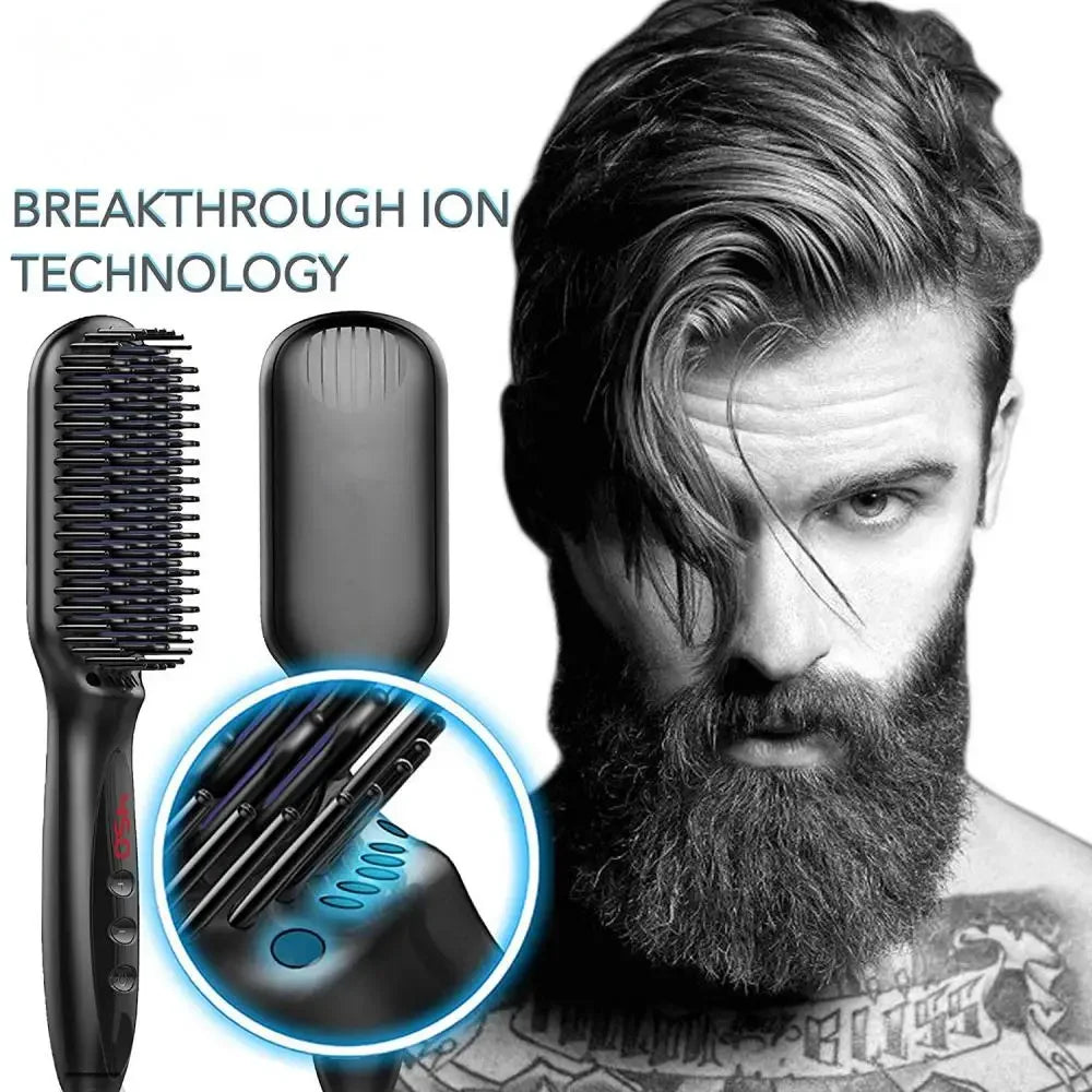 Multifunctional Electric Hair Comb Brush Beard Straightener Heating Beard Straightening Comb Straight Hair Curler Styling Tools