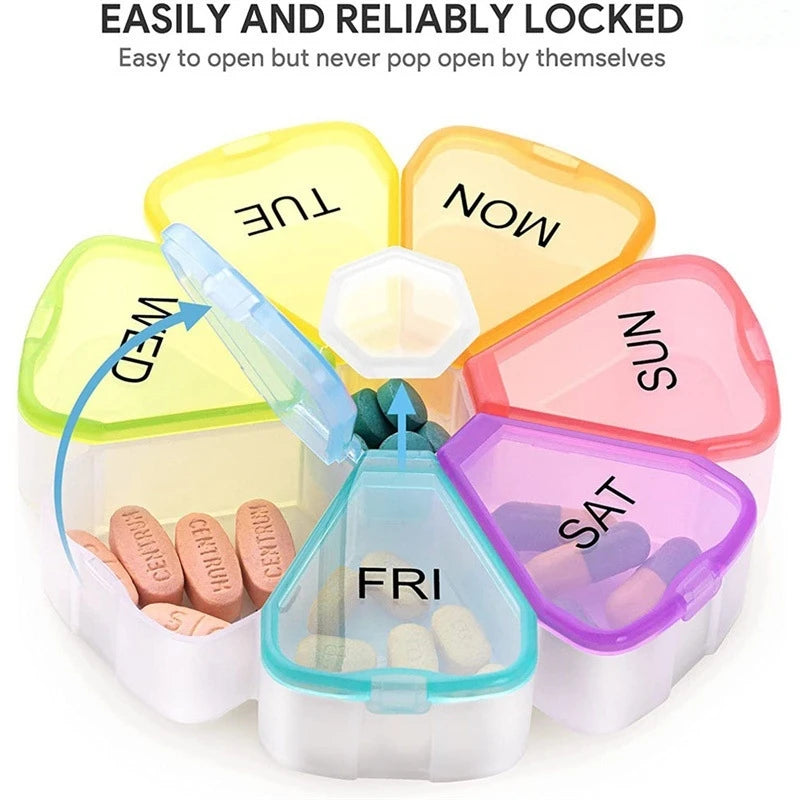 7 Days Medicine Pill Box Mini Round Portable Travel Storage Vitamin Box Sort Tablet Holder Organizer Container Cases