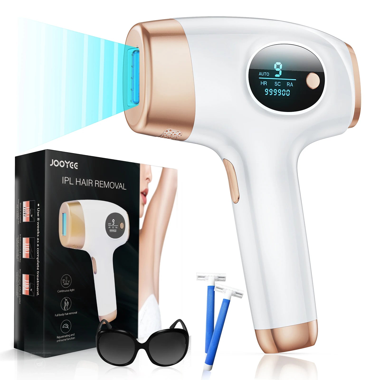 IPL Hair Removal Laser 999999 Flashes 3 in 1 Permanent Painless Epilator Whole Body Treament at Home Hair Remover For Men Women