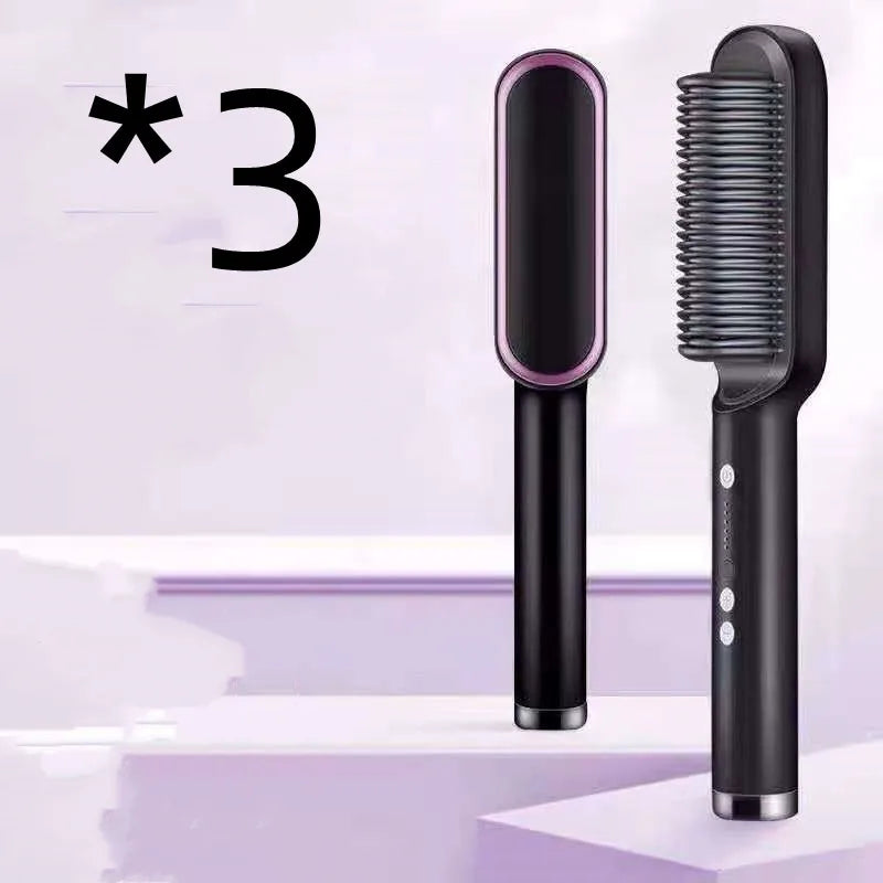 New 2 In 1 Hair Straightener Hot Comb Negative Ion Curling Tong Dual-purpose Electric Hair Brush