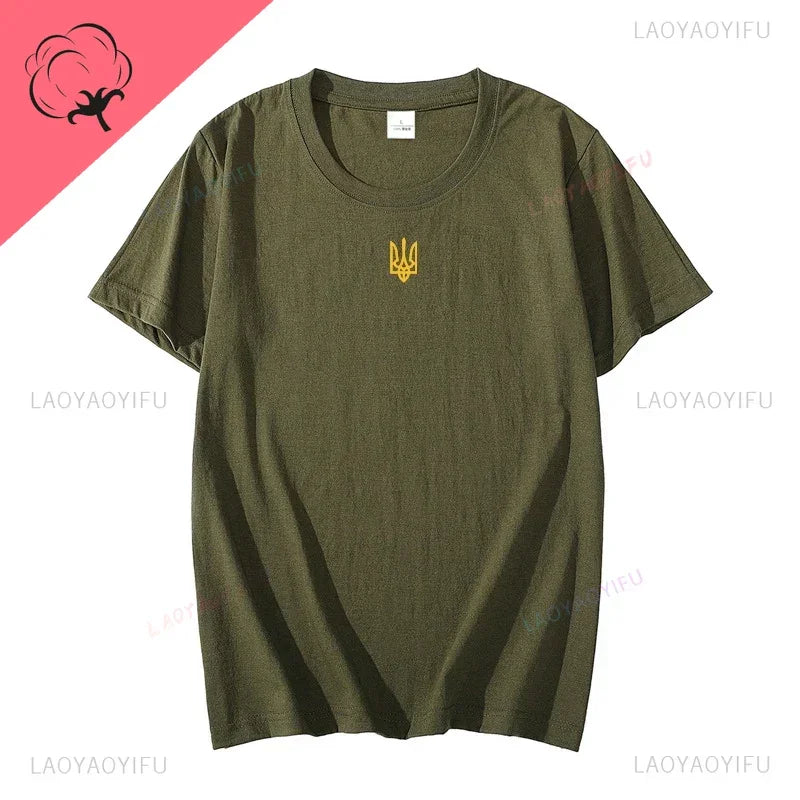 Ukraine Trident Man's T Shirt Ukraine-Coat of Arms Cotton T-shirt Ukrainian Patriotic Graphic T Shirs Fashion Summer Streetwear