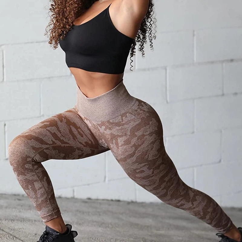 Seamless Camouflage Yoga Leggings - Women's Fitness and Sport