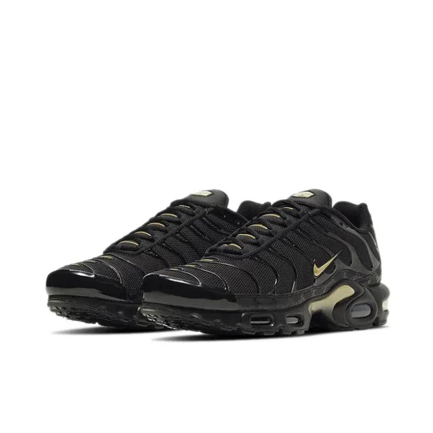 Nike Air Max Plus TN Shock Absorbing Anti slip Low Top Casual Running Shoes Men's Fashion Sneakers Black Gold Matching Color