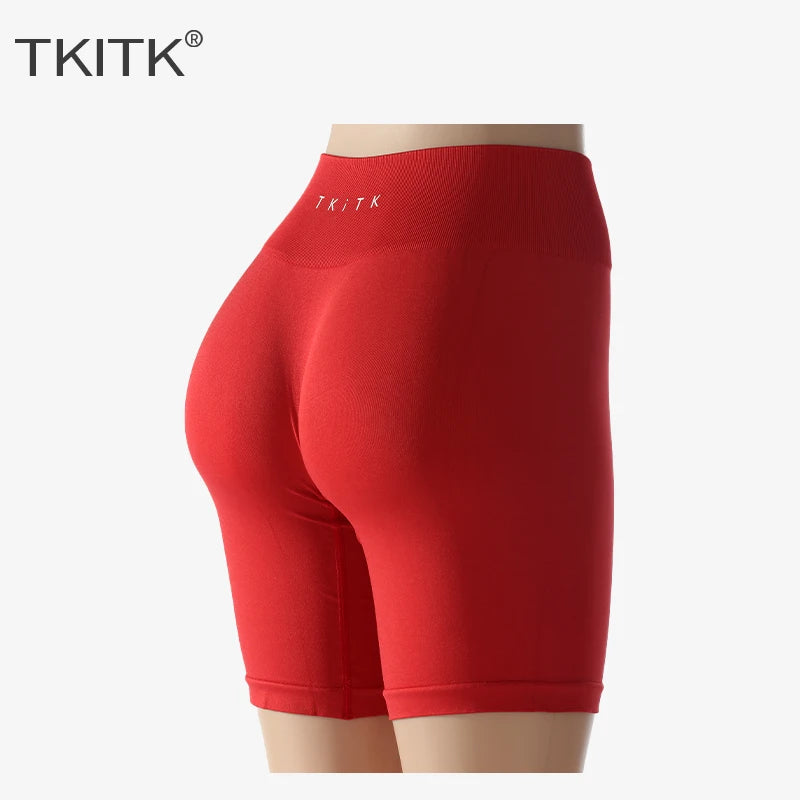 TKITK Spandex Solid Seamless Shorts Women Soft Workout Tights Fitness Outfits Yoga Pants Gym Wear