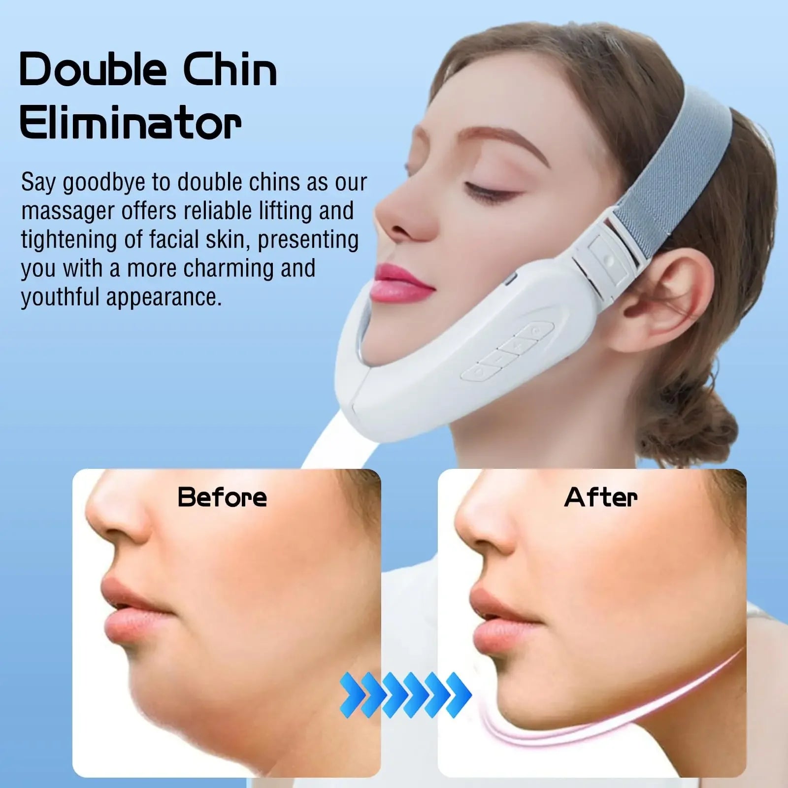 EMS Double Chin Eliminator Machine, Electric Face Lift Device, Electric V-Face Vibration, Firming Saggy Skin Shaping Double Chin