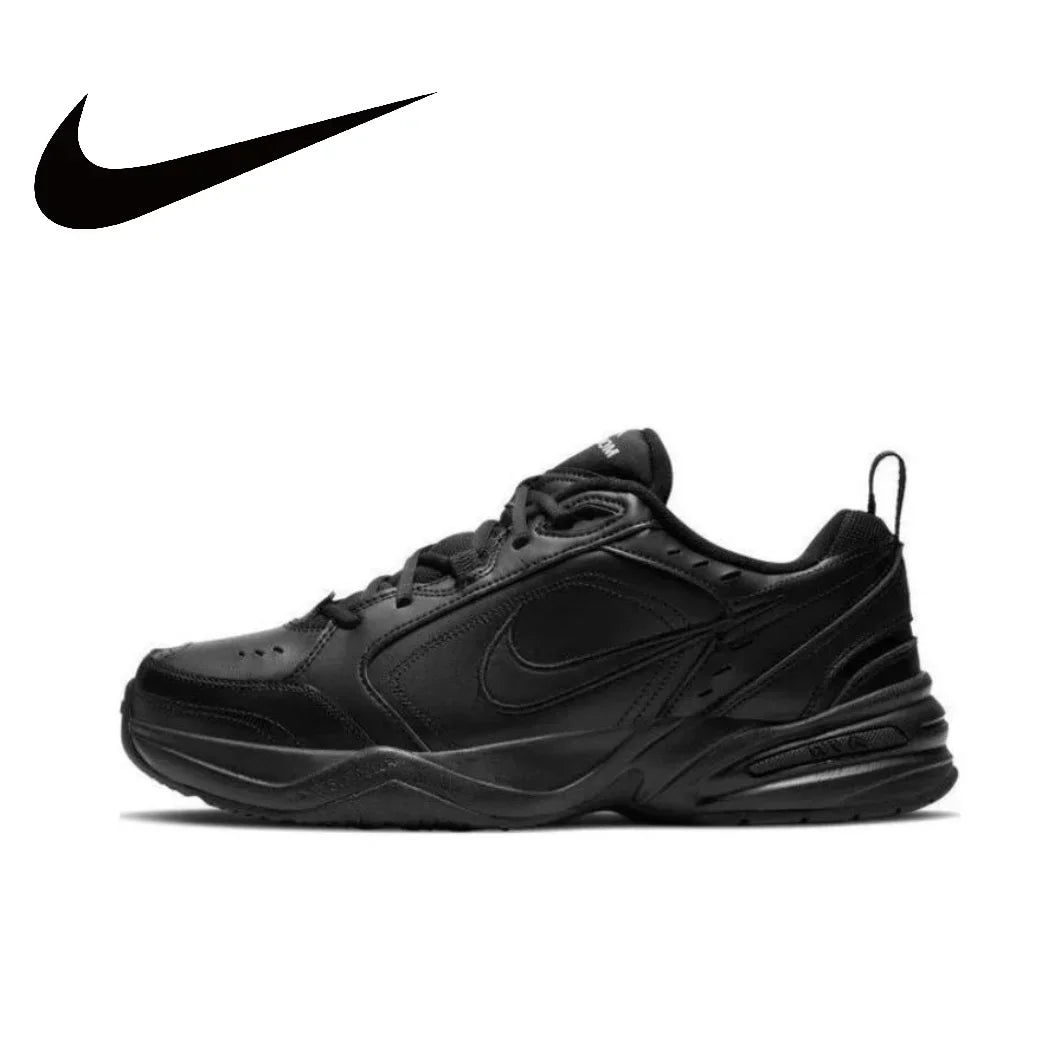 Nike New Listing Air Monarch 4 Low Retro Casual Running Shock Absorption Anti-slip Sneakers Black and White Blue Colorway