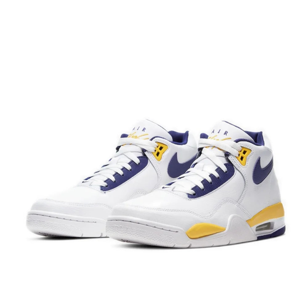 NIKE Original Flight Legacy Comfortable and versatile Men's Mid-top Retro Basketball Shoes Blue and Yellow