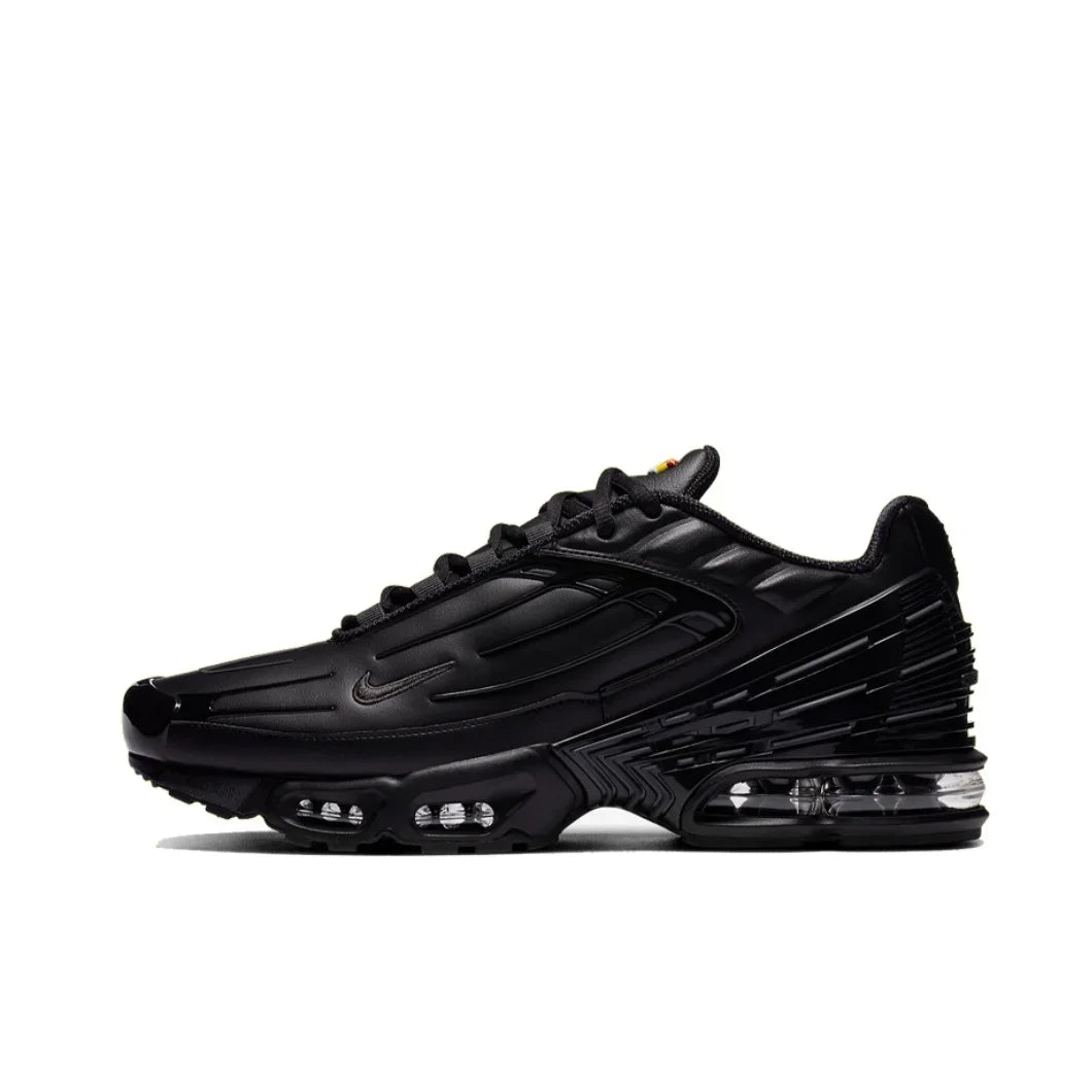 Nike Air Max Plus 3 Low Top Casual Running Shoes Comfortable Hundred Slip Resistant Sneakers Mens Black Gray Colorway