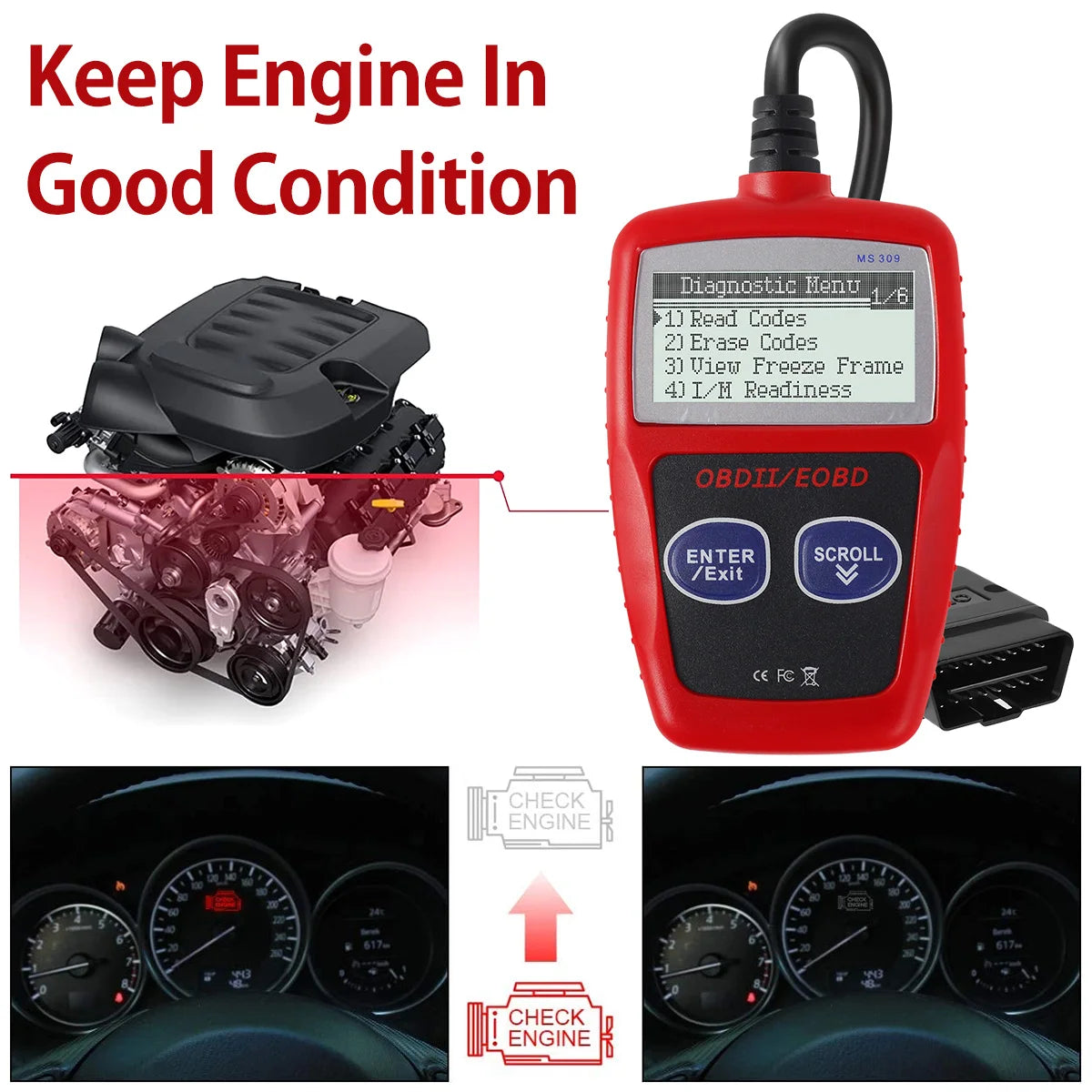 Auto Diagnostic Tool Multifunctional Car Fault Code Reader Accurate Engine Diagnostic Tool Scanner Read & Erase Fault Code View