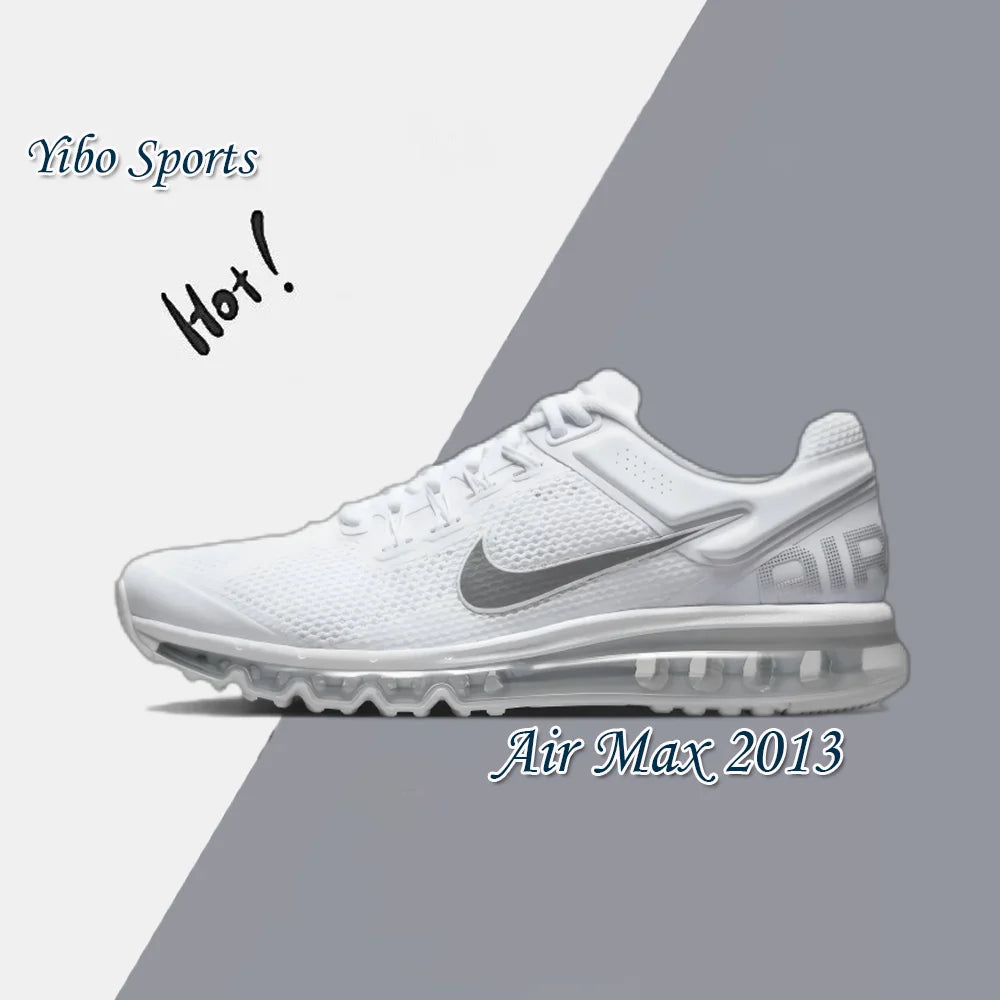 Nike White Air Max 2013 Men's and Women's Retro Low Top Casual Running Shoes Comfortable Shock Absorption Sneakers