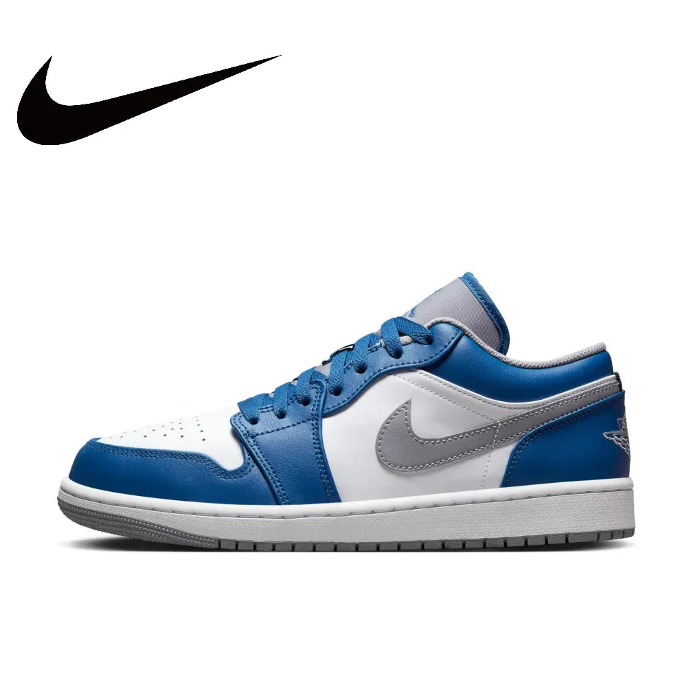 Nike new listing Air Jordan 1 Low Retro Low Top Basketball Shoes Mens Black and Blue Colorway