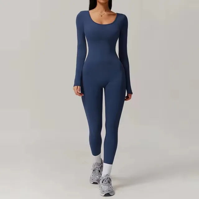 Sexy Back V Jumpsuit Gym One-Piece Suit Women Halterneck Yoga Boilersuit Women Fitness Sports Rompers Stretch Workout BodysuitsS