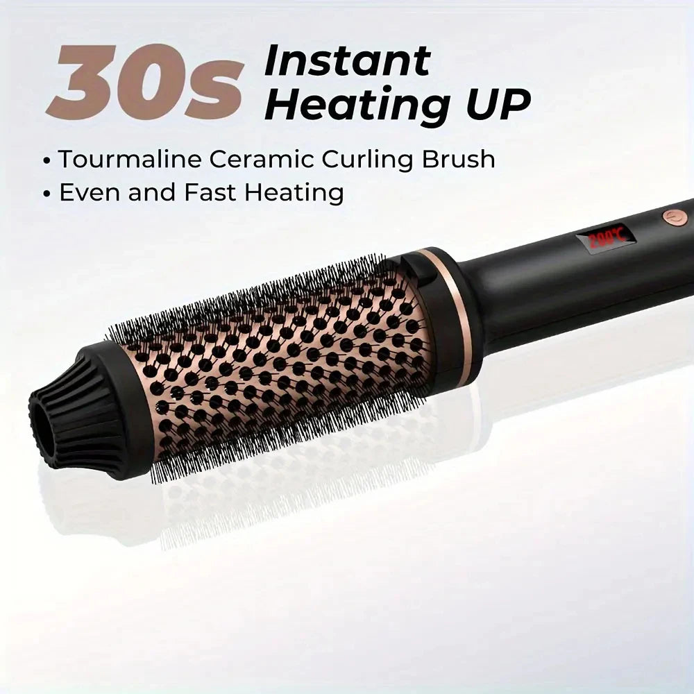 Heated Styling Brush 3-in-1 Ionic Hair Curler/Straightener With Anti-Scald Electric Curling Iron Wand Hair Styling Appliances