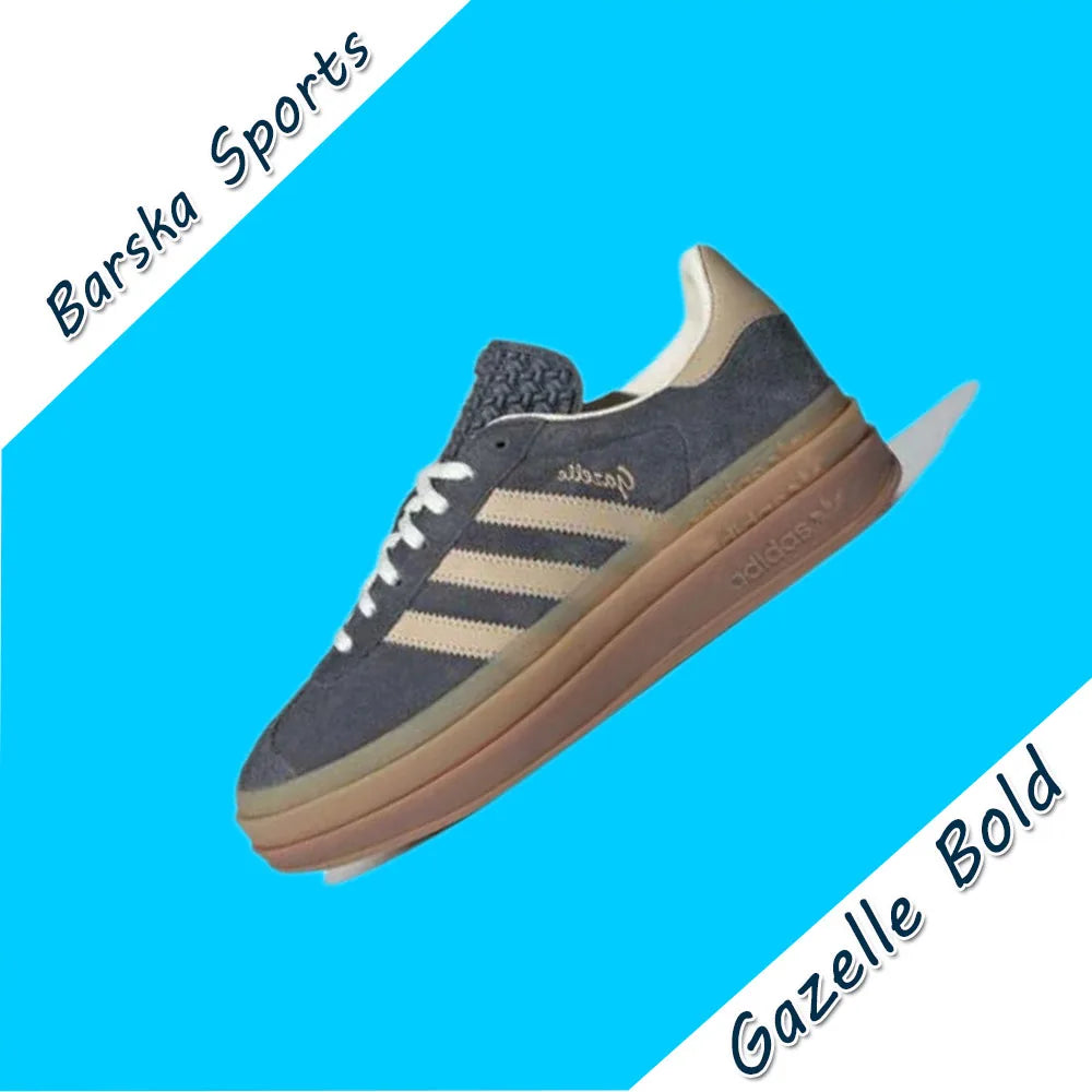 Adidas GAZELLE BOLD Thick Sole Heightened Women's Board Shoes Casual Sport Skateboarding Shoes comfortable Sneakers brownish