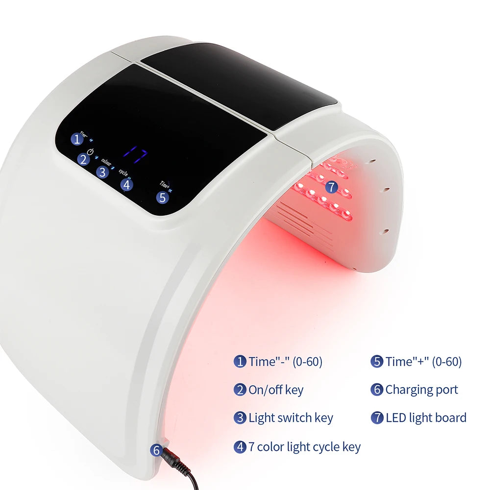 Professional 7 Colors PDT LED Facial Mask Red Light Therapy Skin Rejuvenation Device Face Lift Anti Wrinkle Beauty Machine