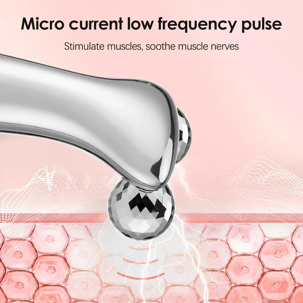 Electric Facial EMS Micro-current Beauty Instrument LED Display Face Lift 4D Roller Massager Skin Tighten Massage Beauty Devices