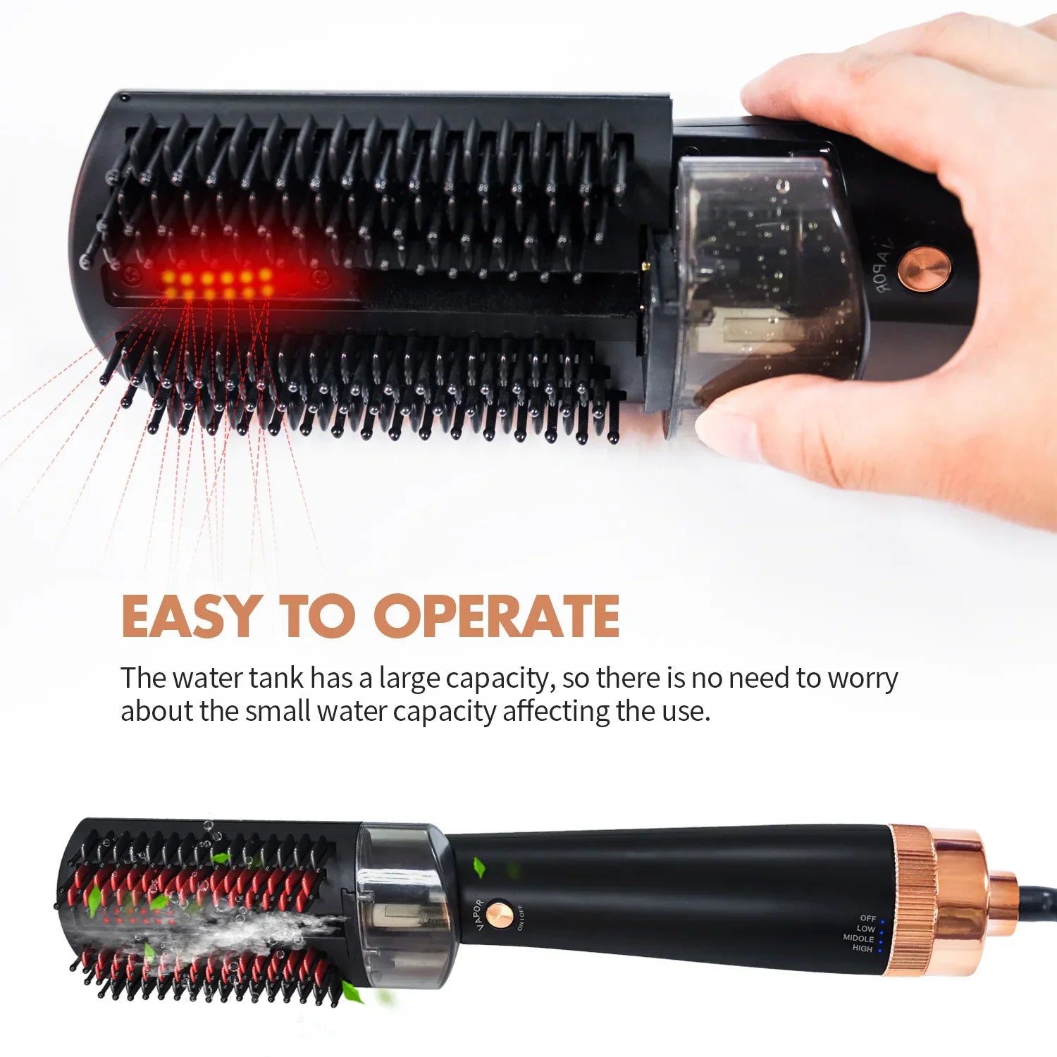 Professional One Step Infrared Spray Steam Hair Straightener Hot Air Brush Comb Blow Dryer