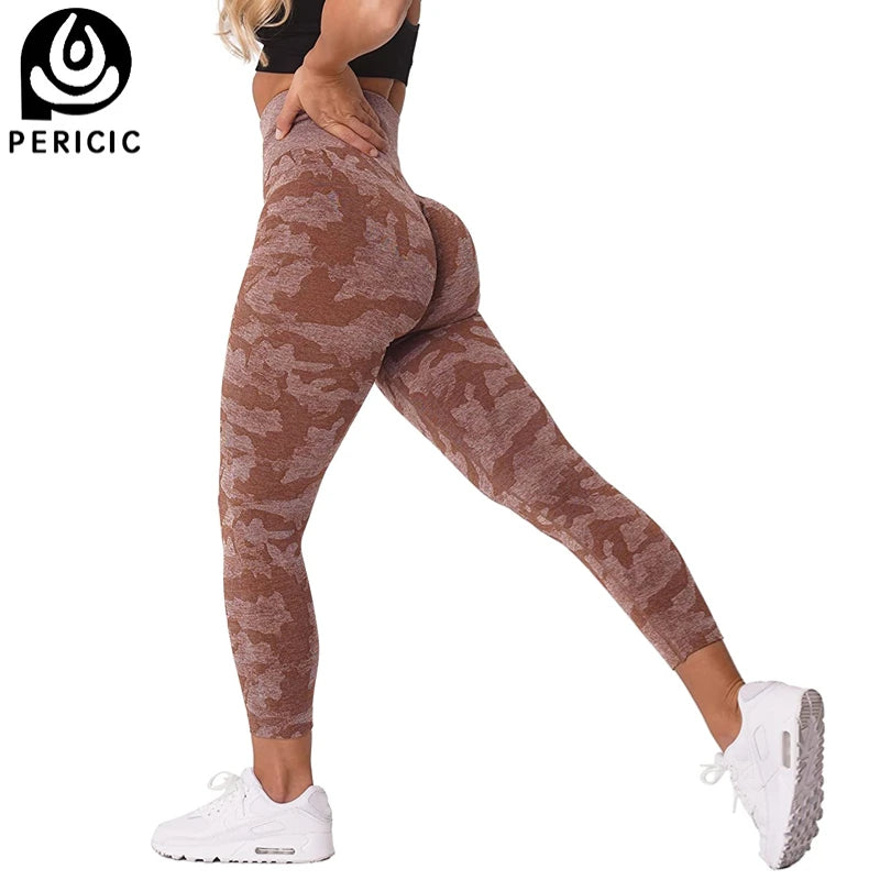 Seamless Camouflage Yoga Leggings - Women's Fitness and Sport