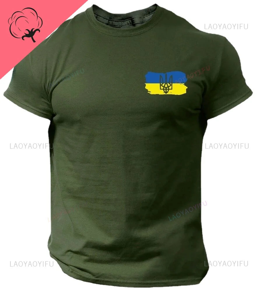 Classic Ukraine Trident Flag Coat of Arms Military Men Graphic T-Shirt Woman Short Sleeve Casual Cotton O-Neck Summer T Shirts