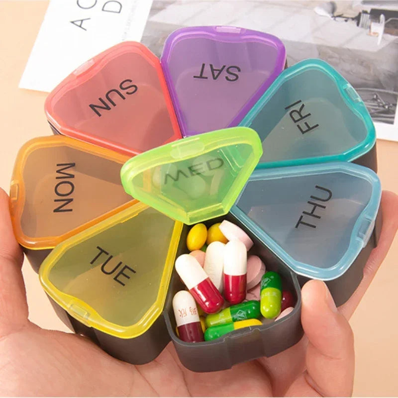 7 Days Round Portable Medicine Pill Box New Mini Small Travel Vitamin Cases Container Organizer Storage Tablet Fish Oils Tools