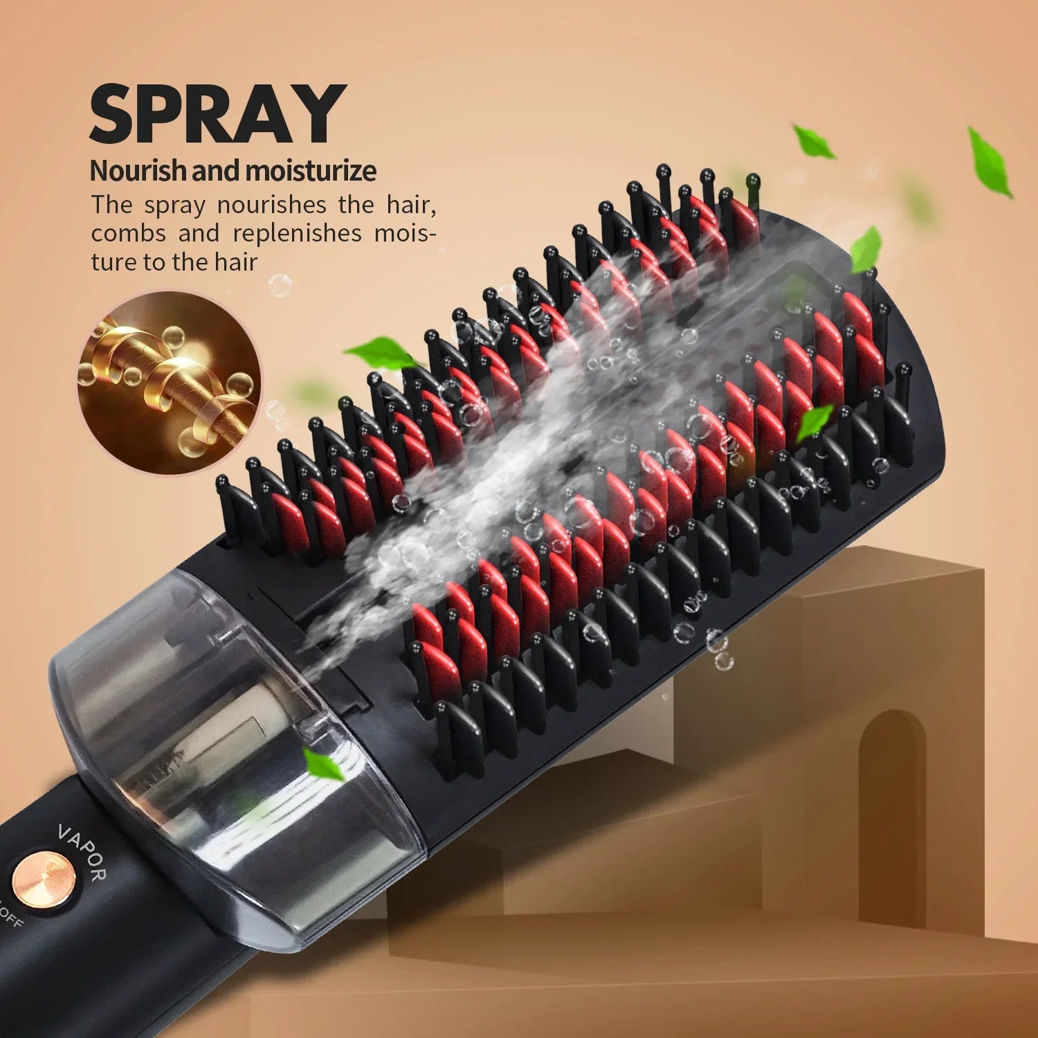 Professional One Step Infrared Spray Steam Hair Straightener Hot Air Brush Comb Blow Dryer