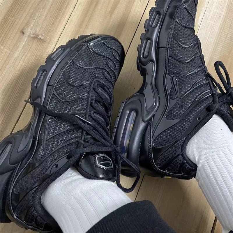 Nike Original Air Max Plus Low Men's Casual Running Shoes Retro Comfort Shock Absorption Sneakers Black