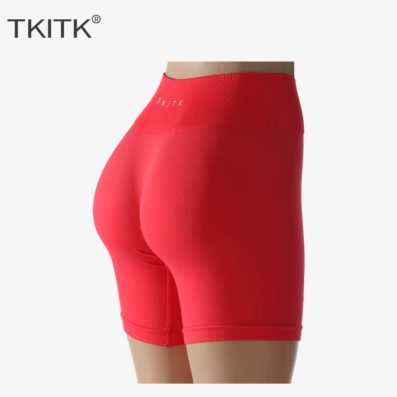 TKITK Spandex Solid Seamless Shorts Women Soft Workout Tights Fitness Outfits Yoga Pants Gym Wear