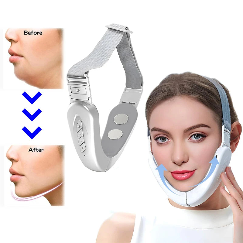 EMS Double Chin Eliminator Machine, Electric Face Lift Device, Electric V-Face Vibration, Firming Saggy Skin Shaping Double Chin