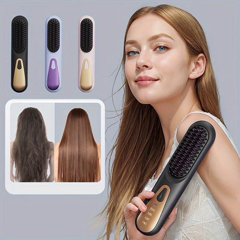 Hair Straightener Brush Styling Straightening Smoothing Comb Hair Straightener Heat Pressing Combs for Women Family Portable