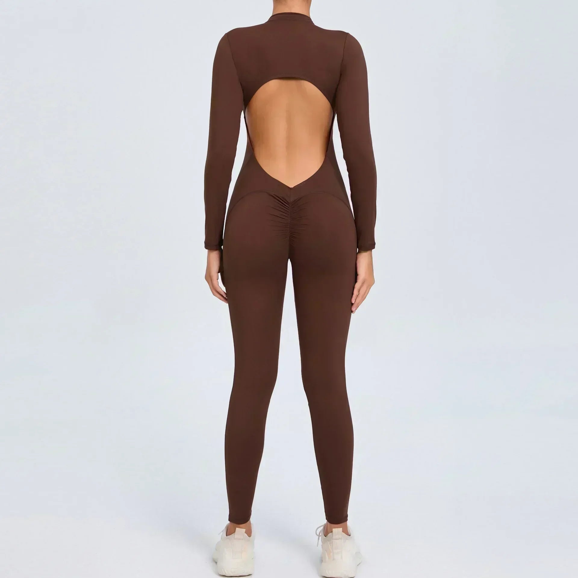 Seamless Yoga Zipper Jumpsuits Sports Fitness Beauty Back Hip-Lifting Long-Sleeved One-Piece Workout Gym Tracksuits for Women