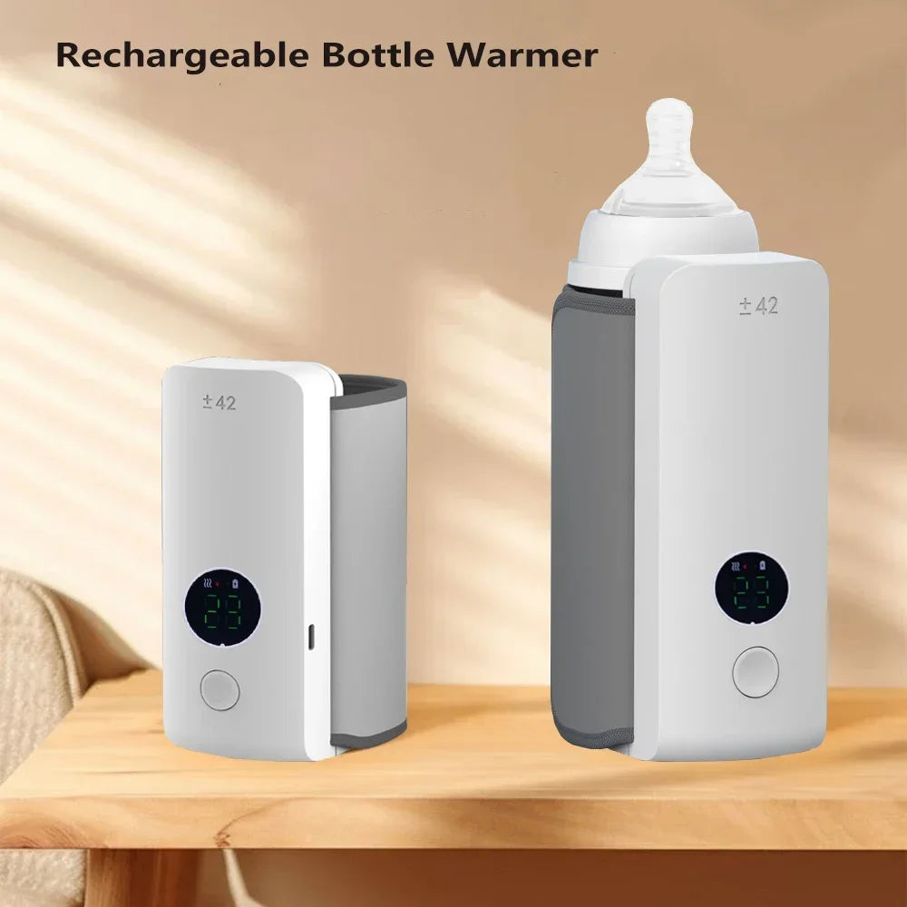 Rechargeable Baby Bottle Warmer with Temperature Display - 6 Adjustable Levels