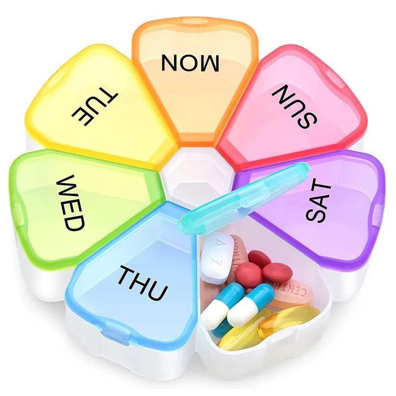 7 Days Medicine Pill Box Mini Round Portable Travel Storage Vitamin Box Sort Tablet Holder Organizer Container Cases