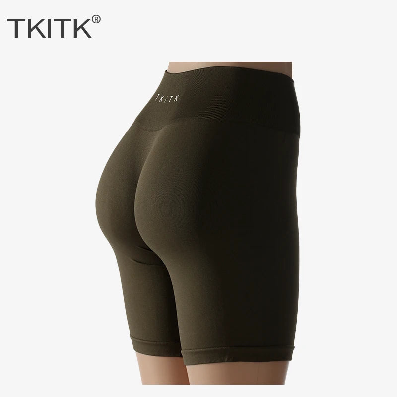 TKITK Spandex Solid Seamless Shorts Women Soft Workout Tights Fitness Outfits Yoga Pants Gym Wear