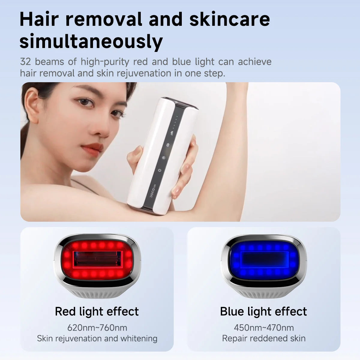 DOCO Laser IPL Epilator Hair Removal 17.6 J High Energy Penetration Ice Cool Painless Red Blue Light Skincare home-appliance