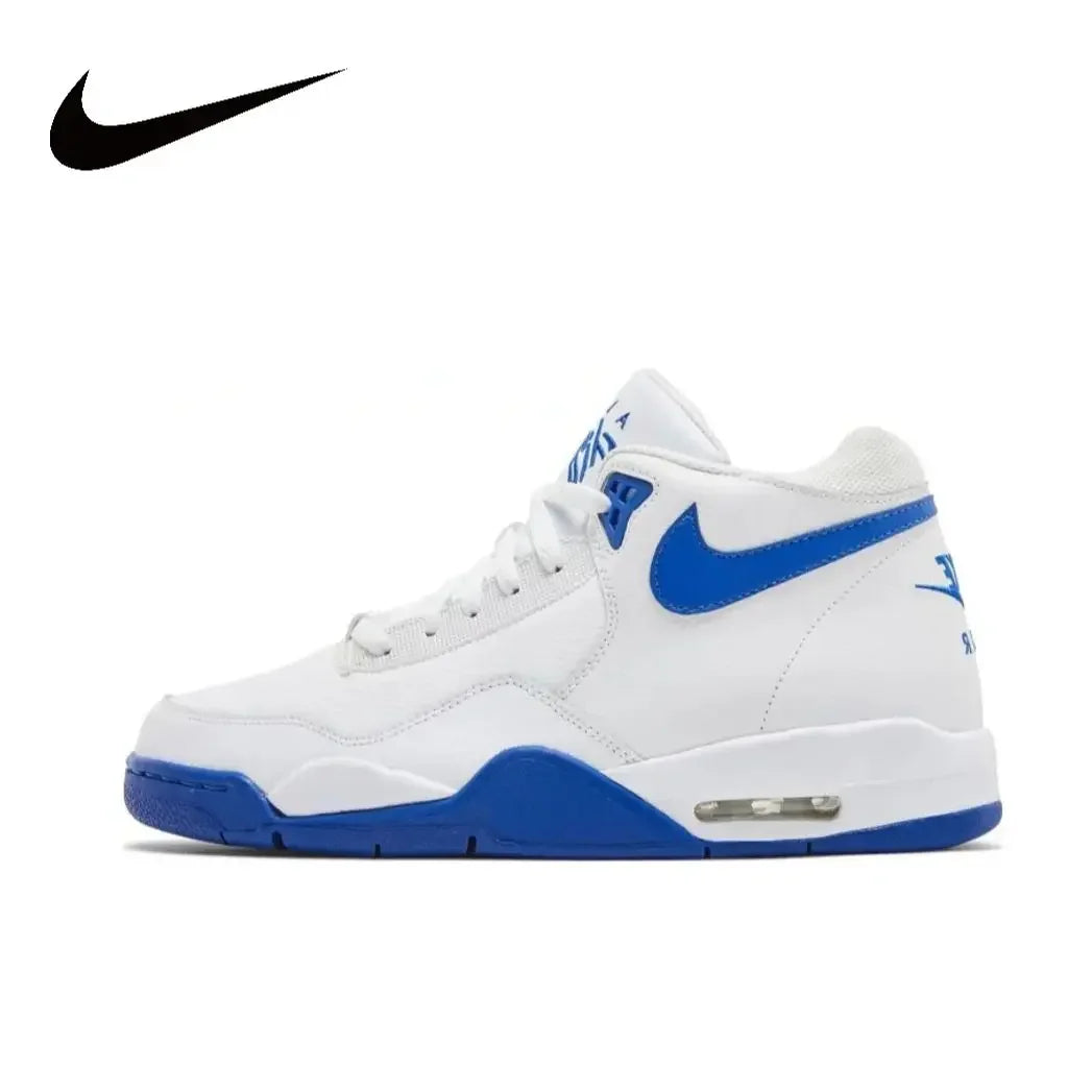 NIKE Original Flight Legacy Comfortable and versatile Men's Mid-top Retro Basketball Shoes Blue and Yellow