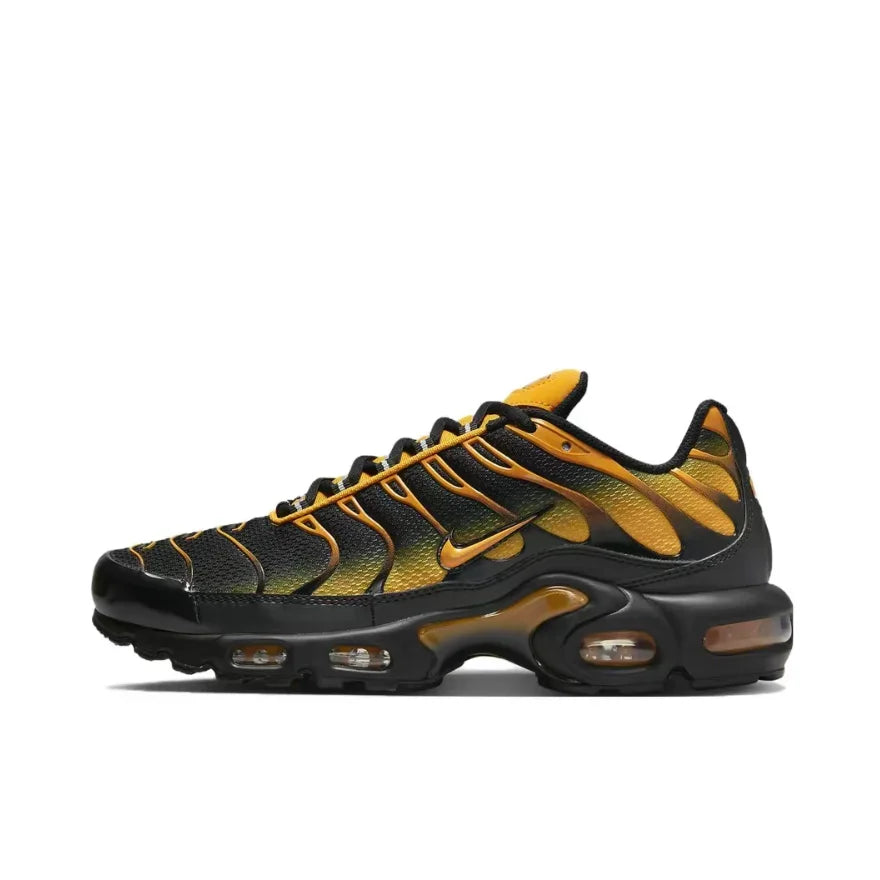 Nike Air Max Plus TN Shock Absorbing Anti slip Low Top Casual Running Shoes Men's Fashion Sneakers Black Gold Matching Color