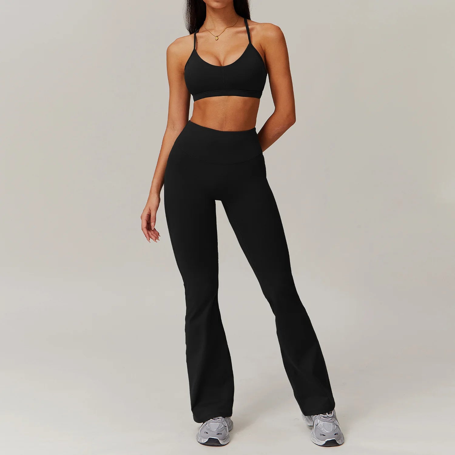 Sportswear Women's Yoga Set Workout Clothes Athletic Wear Sports Set Gym Legging 2PCS Fitness Bra Crop Top Long Sleeve Yoga Suit