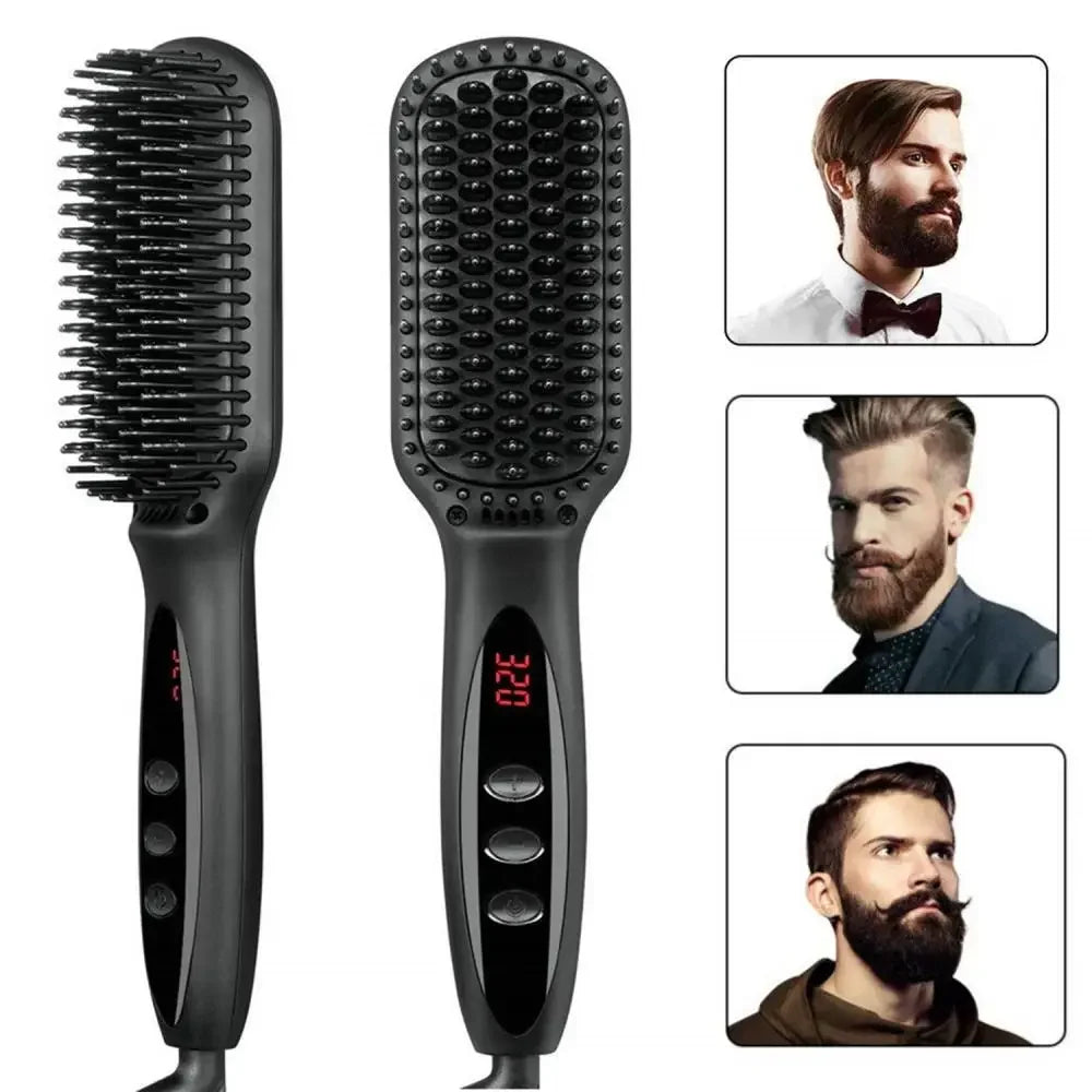 Multifunctional Electric Hair Comb Brush Beard Straightener Heating Beard Straightening Comb Straight Hair Curler Styling Tools