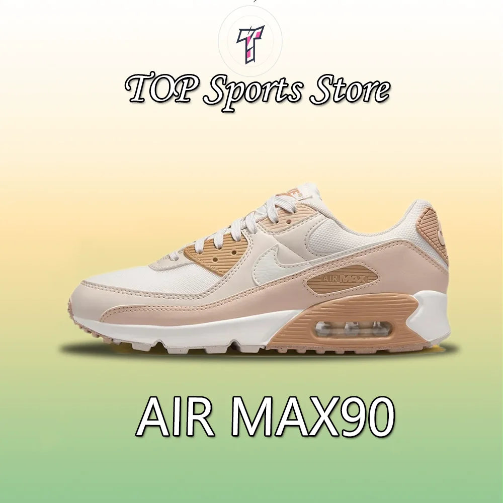 Nike New AIR MAX90 Low Men's and Women's Sneakers Breathable and comfortable casual shoes Lightweight cushioning Brown and White