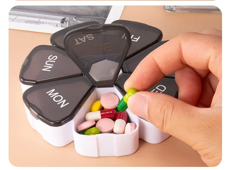 7 Days Round Portable Medicine Pill Box New Mini Small Travel Vitamin Cases Container Organizer Storage Tablet Fish Oils Tools