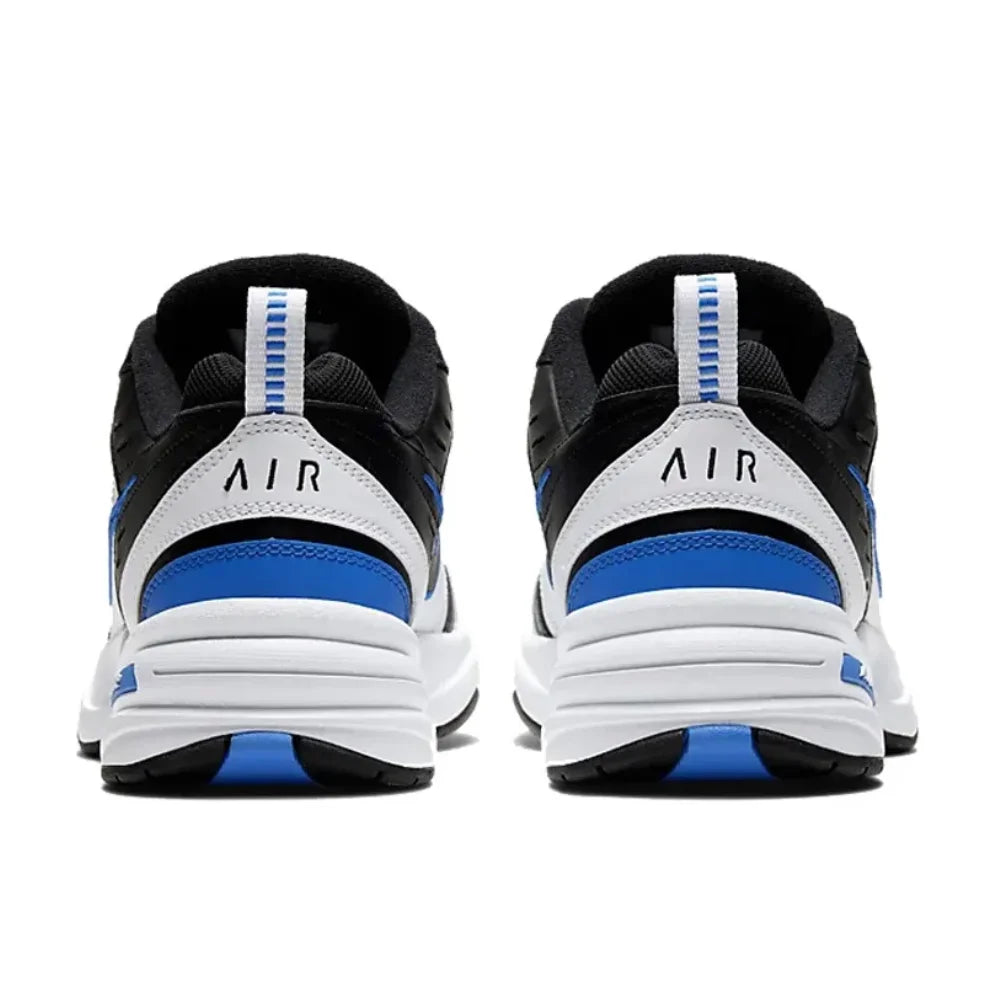 Nike New Listing Air Monarch 4 Low Retro Casual Running Shock Absorption Anti-slip Sneakers Black and White Blue Colorway