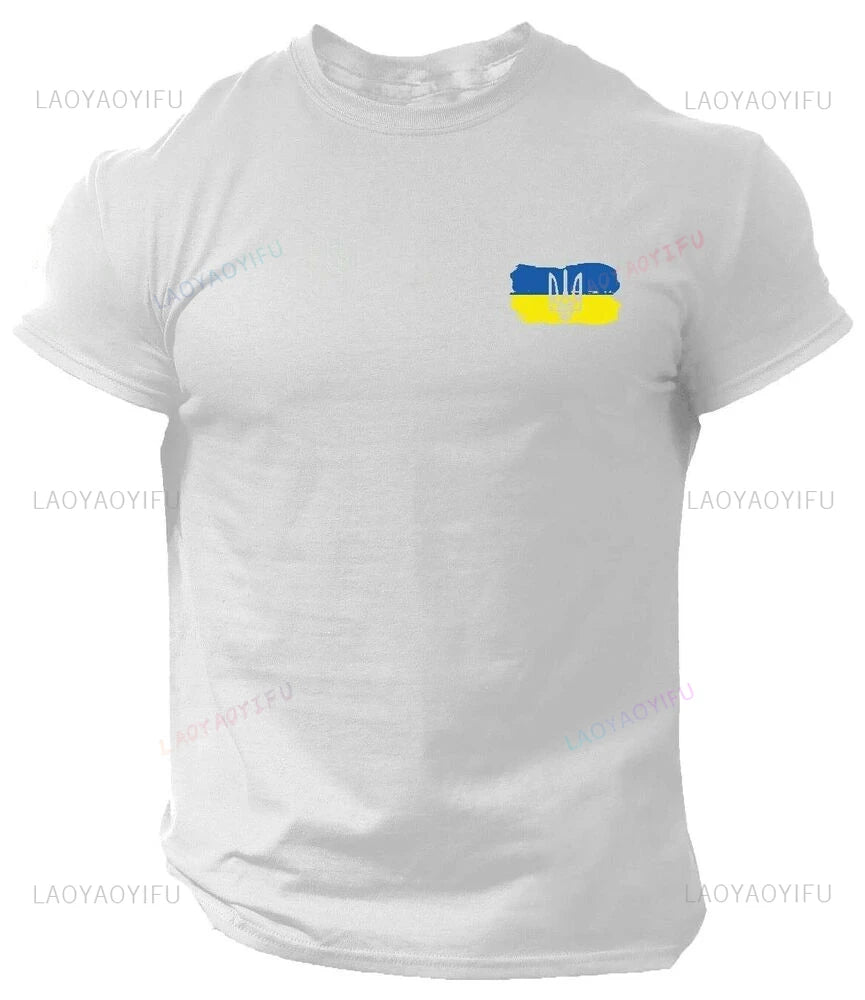 Classic Ukraine Trident Flag Coat of Arms Military Men Graphic T-Shirt Woman Short Sleeve Casual Cotton O-Neck Summer T Shirts