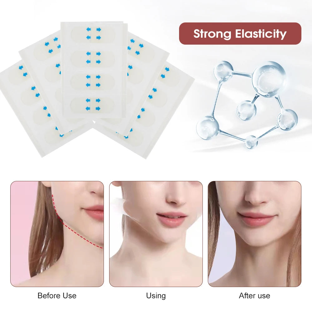 80pcs Invisible V Face lifting Tapes Wrinkle Removal Sticker Forehead Neck Chin Sticker Anti Aging Patch Facial Slimming Firming